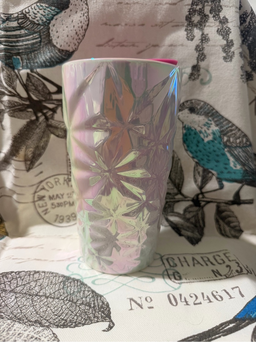 Starbucks Iridescent Pink Geometric Ceramic Mug
